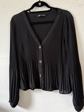 ZARA Pleated Button-Front Blouse